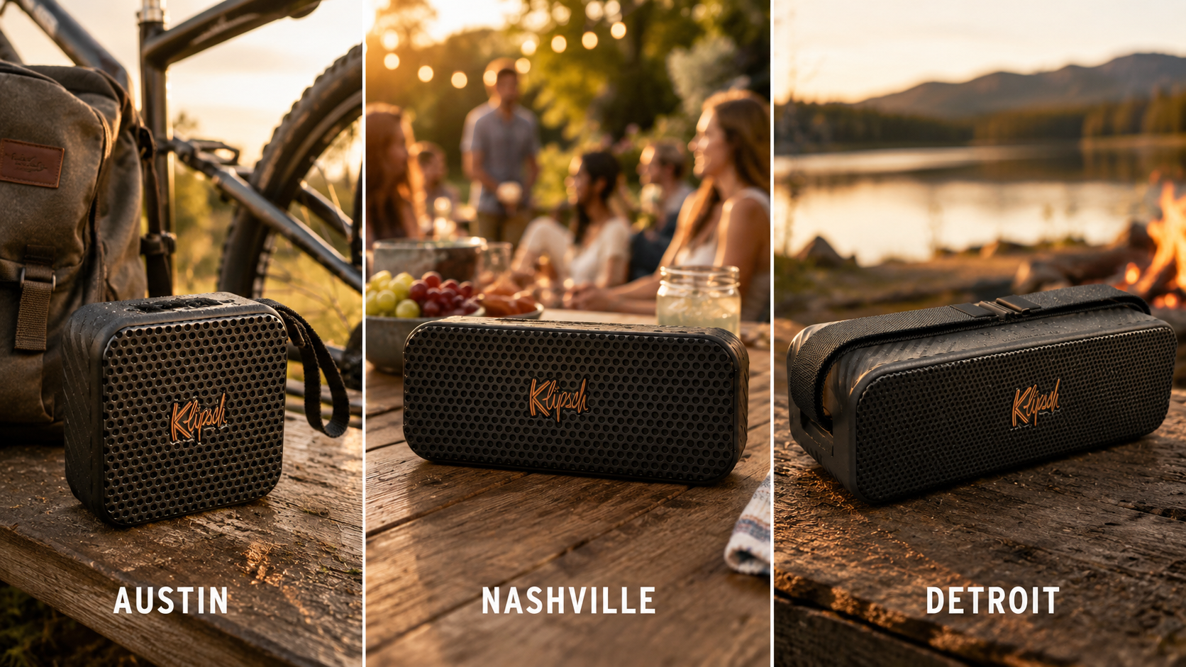 Klipsch City Serisi: Austin, Nashville, Detroit Taşınabilir Bluetooth Hoparlörleri